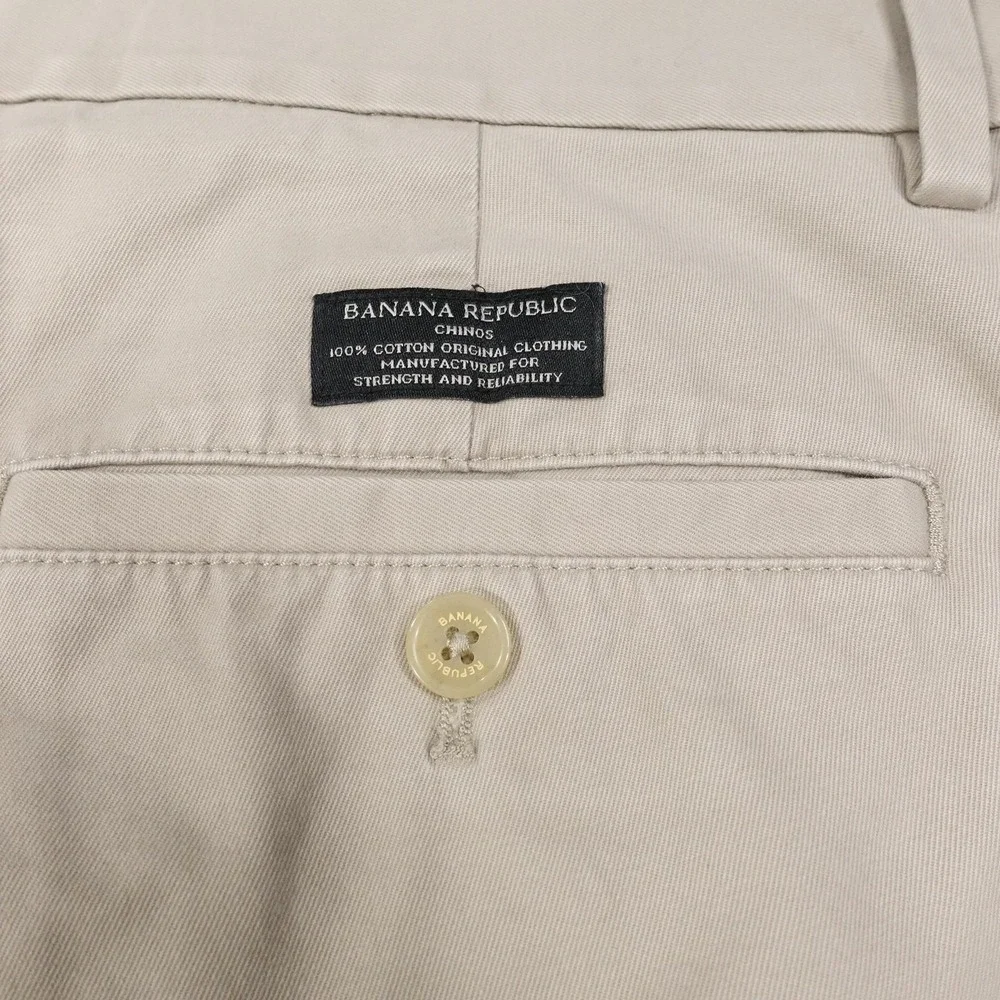 Banana Republic Aiden Chino Pants Mens 35x30 Beige‎ Regular Fit Cotton Casual